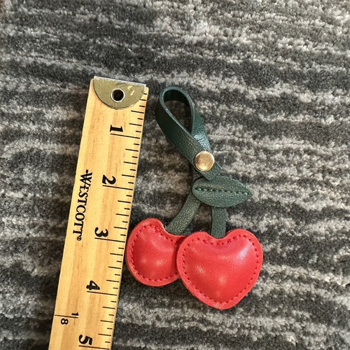 Cherry Bag Charm Cute Snap On Cherry Heart Charm Purse Handbags PU Leather Red - Picture 2 of 7