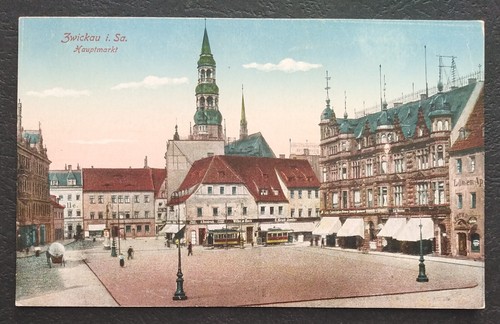 946 AK Zwickau Sachsen Hauptmarkt historische Postkarte 1912