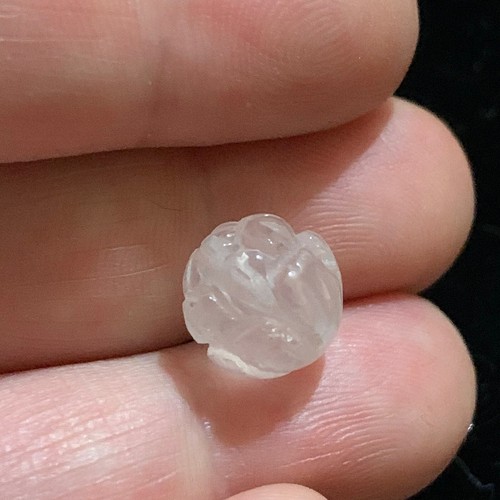 Eine alte geschnitzte chinesische Perle Rosenquarz rosa Lotusblume Design 10 mm rund  - Bild 1 von 7