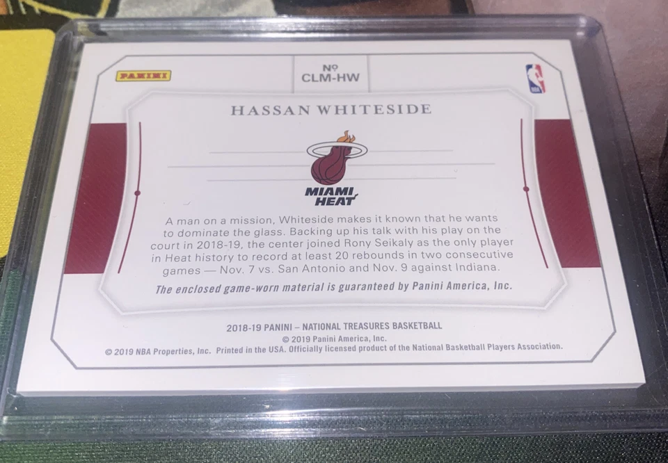 Panini National Treasures Hassan Whiteside Colossal Jersey Relic GU SSP/25 Heat - Image 2 of 2
