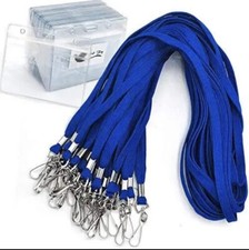 Name Tags Lanyards/Badge Holder Pairs Woven Round Lanyard 50 Pack Blue