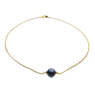12 mm Black Natural Freshwater Pearl Pendant Necklace Pacific Pearls  Best Gifts