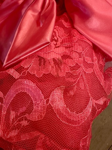 Vintage 1980s Ladies ZUM ZUM Bubblegum Pink Lace Drop-waist Dress w/Bow - Picture 10 of 10