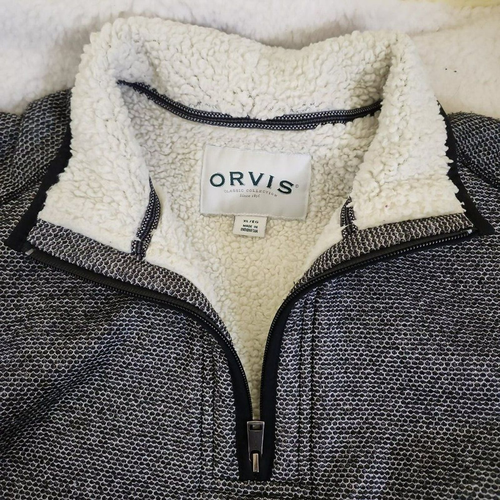 Camisa Orvis Para Hombre Forrada de Vellón, Cálida, Cuarto de Cremallera, Blanca y Negra, Talla XL - Imagen 3 de 13