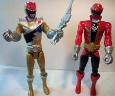 TWO POWER RANGERS AND LARGE GUN SWORD RED RANGER AND GOLD RANGER
