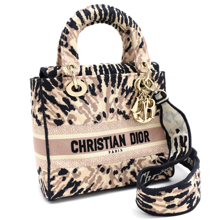 Authentique sac à bandoulière Christian Dior LADY D LITE moyen 2 voies Tie&Dior sac à main T00C
