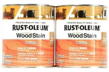 2 RustOleum 32 Oz Ultimate Wood Stain One Coat Coral Dries In 1 Hr  FREE S&H
