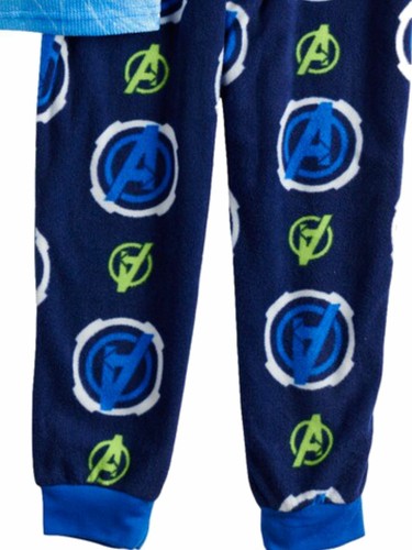 Marvel Boys Blue Avengers Rocket 2 Piece Pajama Sleep Set Fleece Pants - Picture 3 of 3