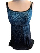 Robby Len One Piece Swimsuit Size 16 Polkadot Swimskirt Modest Built In Bra Pool