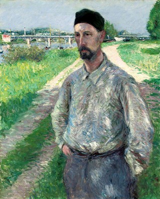Gustave Caillebotte ''Portrait d'Eug?ne Lamy'' Grey Artwork PAPER or CANVAS Print