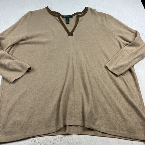 Ralph Lauren Damen V-Ausschnitt Pullover 3/4 Arm Kuschelpullover Gr. 3XL