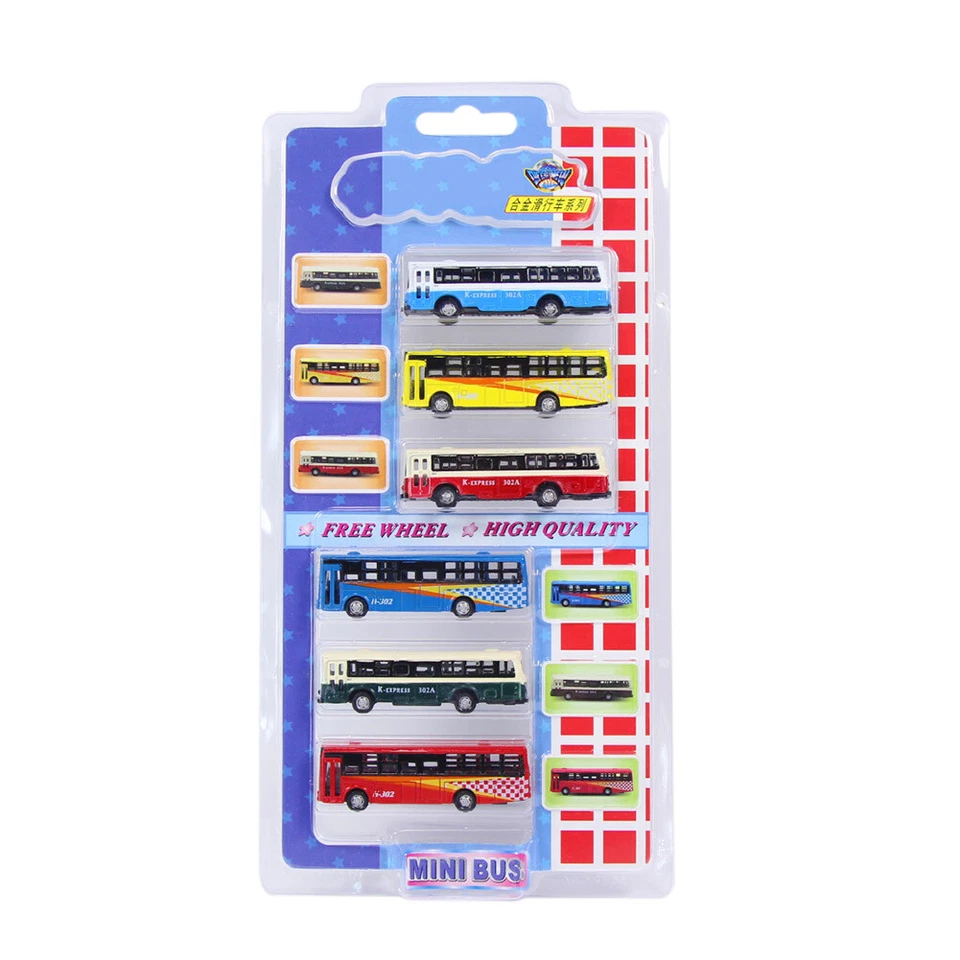 6pcs N Scale Diecast Model Buses Mini Bus 1:160 Train Layout  Free Wheels - Image 3 of 4