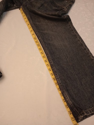 Boys Grey Lee Dungarees Jeans, Size 14 Dark Wash Straight Leg Adjustable Waist - Picture 3 of 5