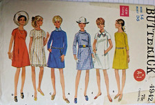 Dress Sheath Tend Twiggy 14 Butterick 4942 Sewing Pattern Cut Mini Short Vtg 70s