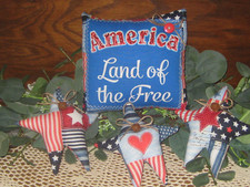 Patriotic Farmhouse Decor America Fabric Sign 3 Stars 4th of July Wreath Accents