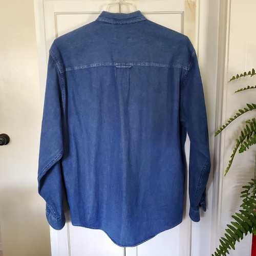 Vintage Eddie Bauer Shirt Mens L Blue Denim Button Down Collar Workwear Outdoor - Picture 2 of 5