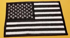 American Flag White with Black Border Patch 2.5x4"