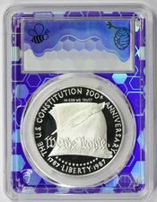 1987-S Constitution Silver Commemorative $1 PR 69 DCAM PCGS Bee Purple Label