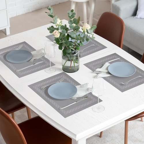 Tovagliette Americane PVC 45 X 30Cm Set 8 Pezzi, Grigio - Foto 5 di 12