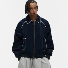 New DNSR Corduroy Bomber Jacket Navy M Oversized