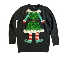 Lisa International Sequined Christmas Sweater Size Large
