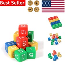 Vibrant 3/4-Inch Plastic Number Dice Set of 12 - Perfect for Learning Games