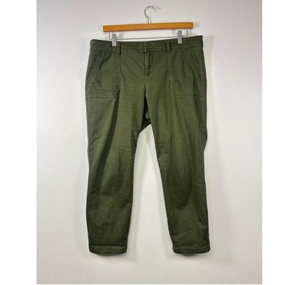 Old Navy Pixie Pants Womens 12 Petite Olive Green Ankle Chino Mid Rise Stretch