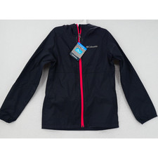 NEW Columbia Girl's 10/12 Switchback II Lightweight Rain Jacket Black Pink