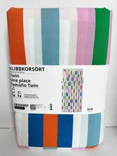 Ikea KLIBBKORSORT Twin Duvet cover and pillowcase, multicolor - NEW