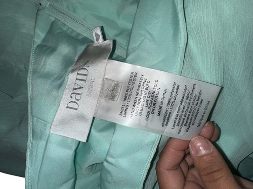 David’s Bridal One Shoulder Ruched Waist Mesh Bridesmaid Dress Dusty Sage Size 2 - Picture 5 of 5