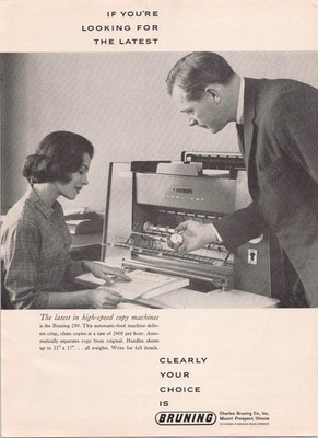 Vintage 1962 Bruning 280 Copy Machine Print Ad Charles Bruning Co Office Decor