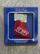 Regent Square 2023 Silver Plated Christmas Ornament with Fine European Crystals
