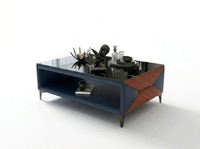 Couchtisch Modern Blau Braun Hochglanz Elegant Wohnzimmertisch Luxus