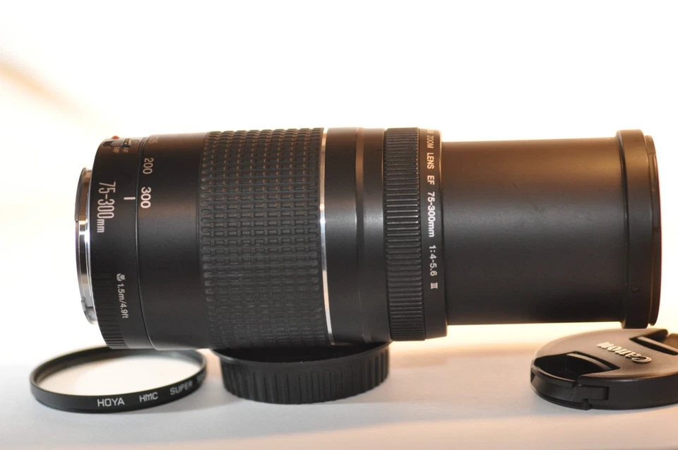 Objetivo Canon EF 75-300 mm f/4-5,6 III BONITO para EOS A2 630 Rebel T8 T7 T6 90D 80D 5D Foto 3 de 4