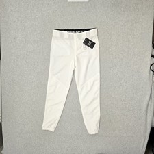 Under Armour Boys Jersey YM White Baseball Pants Logo Tapered 24" Inseam