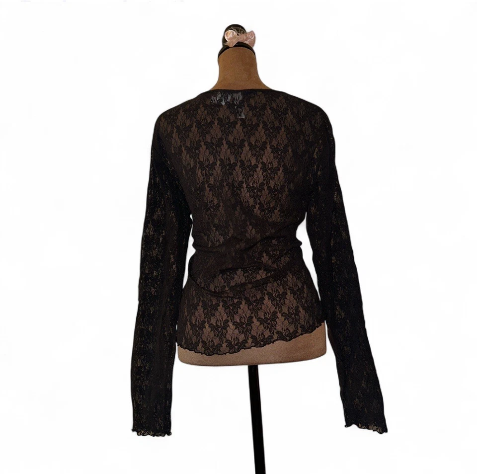 Blusa de colección Newport News de encaje negra manga larga talla XL Foto 2 de 4