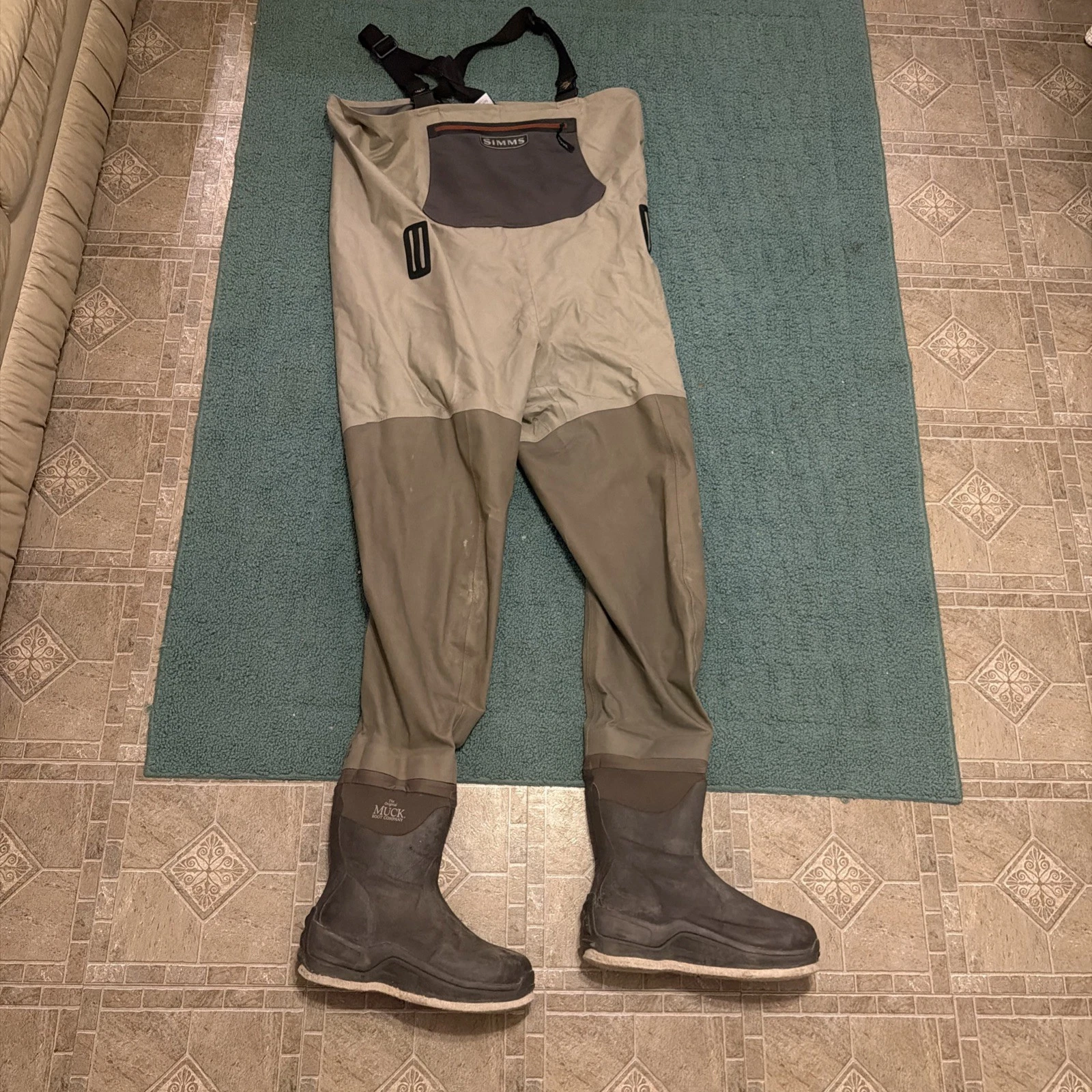 Simms G3 Guide Weight Goretex Fly Fishing XL Waders Boot Feet Size 12
