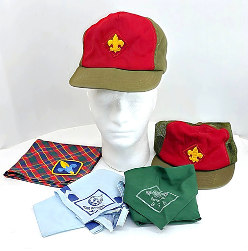 Vintage 60's 70's Weblos Boyscout America Hat And Scarf Lot