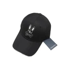 Psycho Bunny Men's Black Derek Bunny Logo Adjustable Baseball Cap