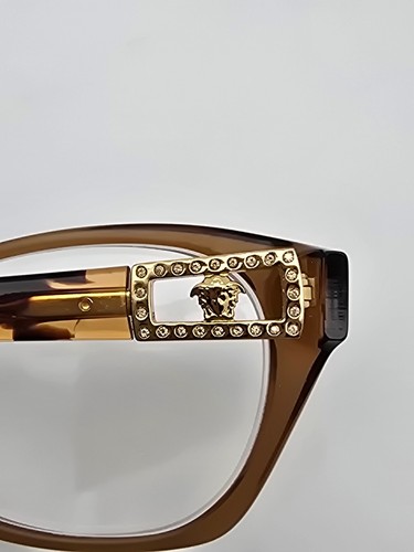 Versace Mod. 3170-B 5028 Brown Gold Rhinestone Cat Eye Eyeglasses Frame w/ Case - Picture 10 of 19
