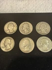 silver washington quarters lot of 6. 1930’s-1943 90% Silver