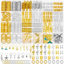 305PCS Gold Silver Hair Jewelry for Braids, Loc Jewelry for Hair Dreadlocks Brai