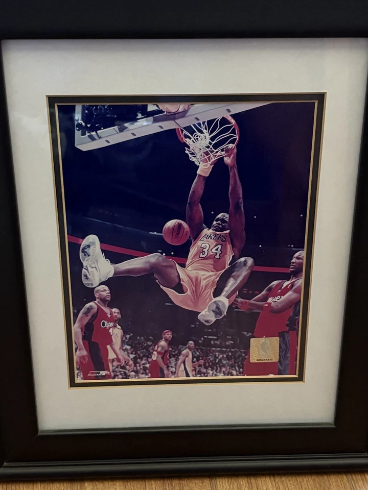 Archivo de fotos de Shaquille O’Neal Slam Dunk de la década de 2000 enmarcado 8x10 SHAQ Lakers Foto 4 de 4