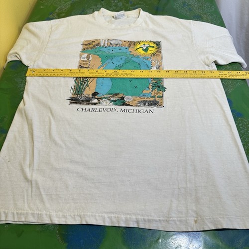 Vintage Single Stitch Charlevoix Michigan T-Shirt XL Tee Morel Mushroom Petosky - Picture 9 of 10