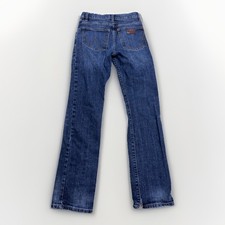 Wrangler Retro Jeans Boys 14 Slim Blue Adjustable Waist Damaged Cut Hems 26x29