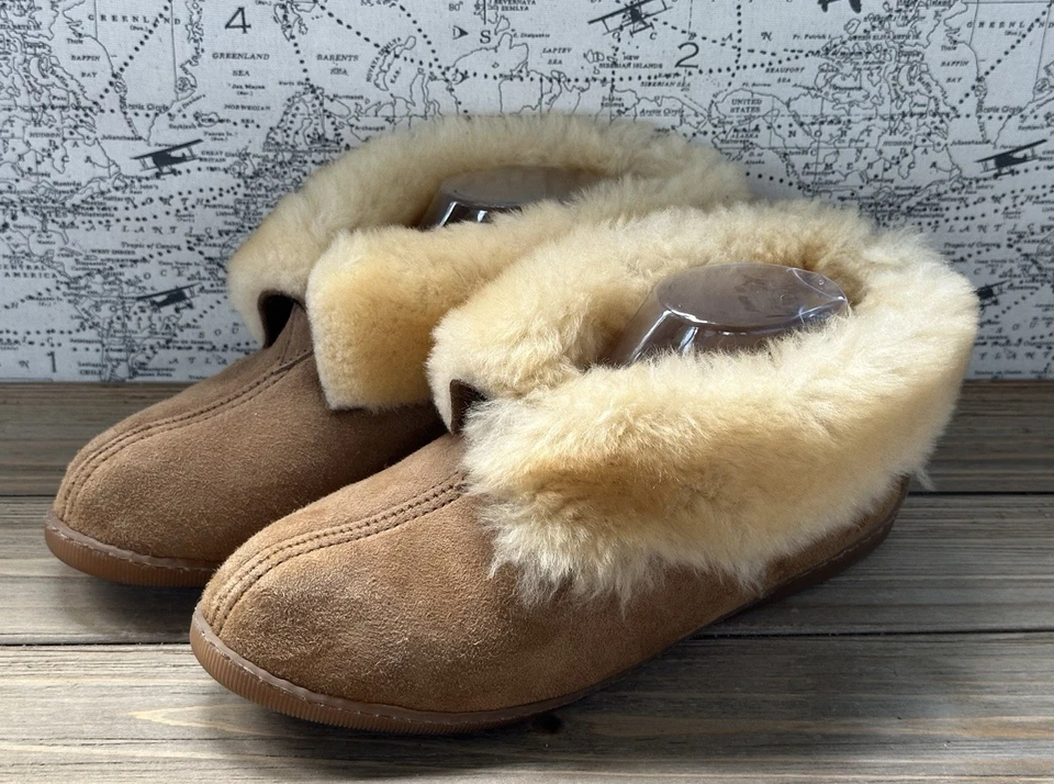 Minnetonka мокасины овчины ботинок тапочки коричневый женщин Sz 9 уютный - Изображение 4 из 4