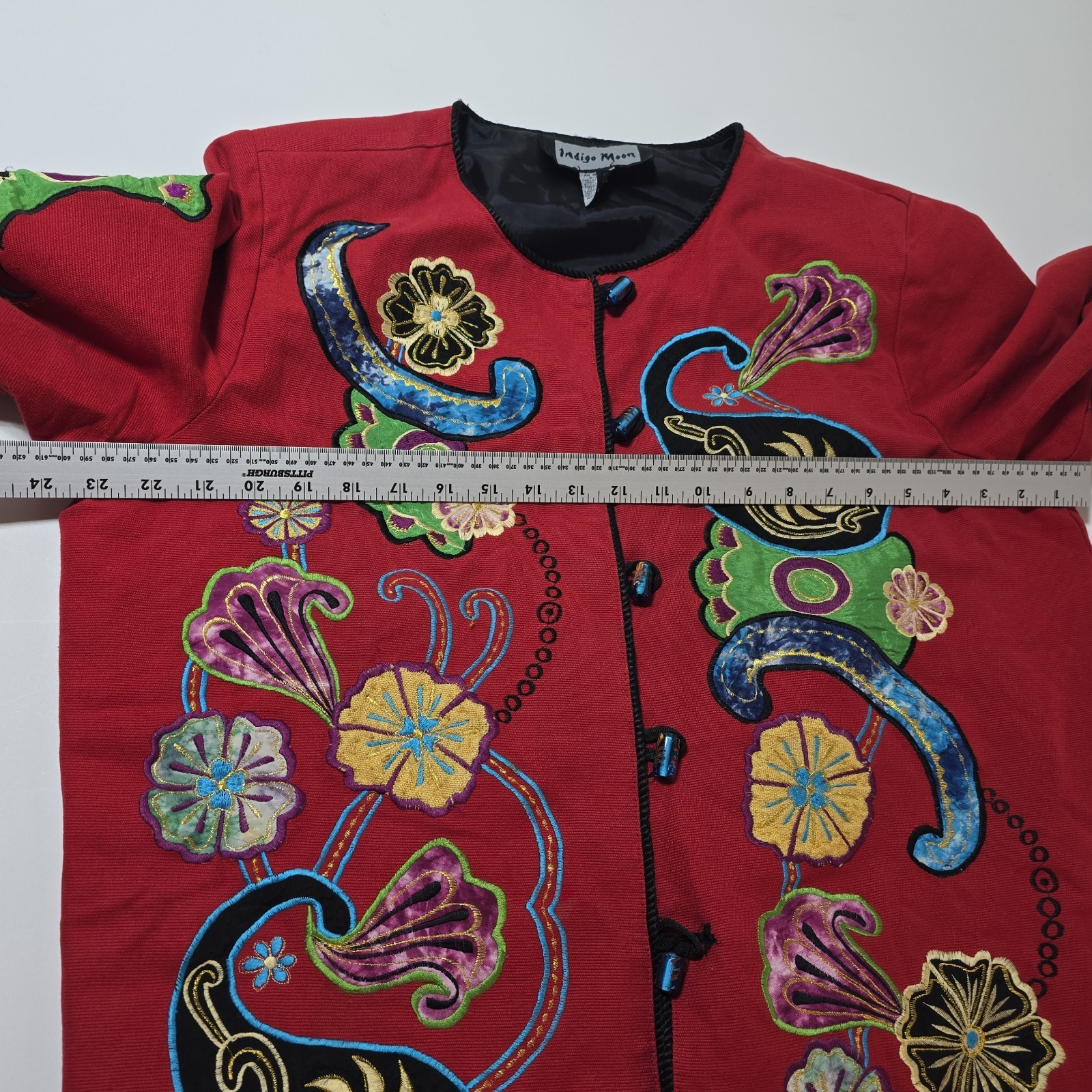 Indigo Moon Floral Patchwork Blazer Jacket L Pais… - image 7