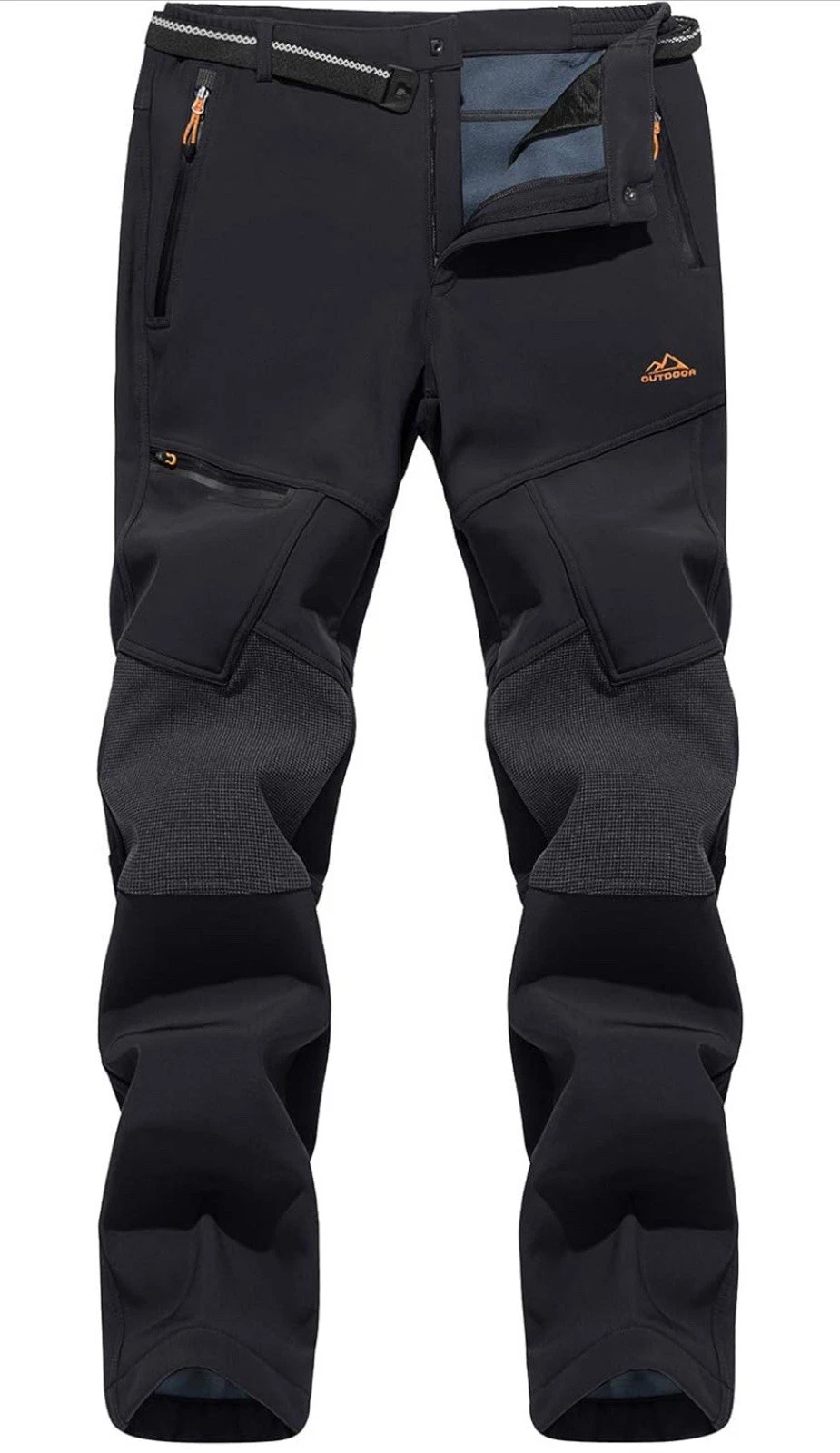 Men's Outdoor Winter Trousers Fleece Softshell Ski Water-Resistant Hiking Pants