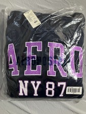 Aeropostale Aero NY 87 Hoodie Large Navy Blue Purple Glitter NWT Pullover