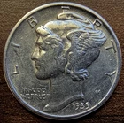 1939 P Mercury Dime 90% SILVER AU Condition!